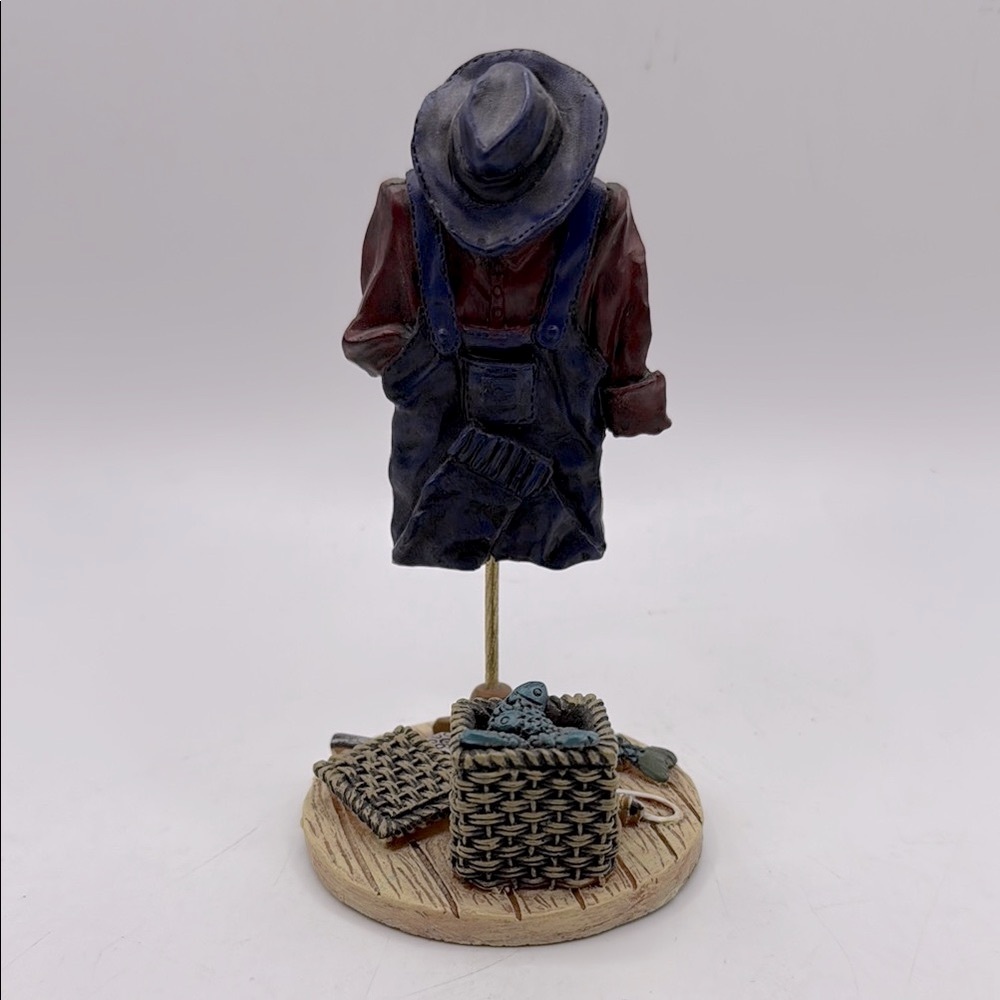 K’s Collection Resin Fisherman Hat Overalls Fish Fishing Pole Decor Figurine Art
